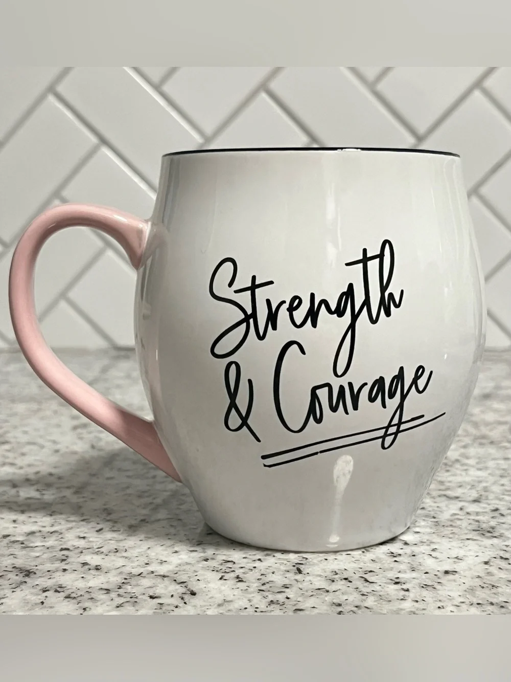 Lighthouse Christian Strength & Courage Joshua 1:9 Coffee Mug Pink Handle